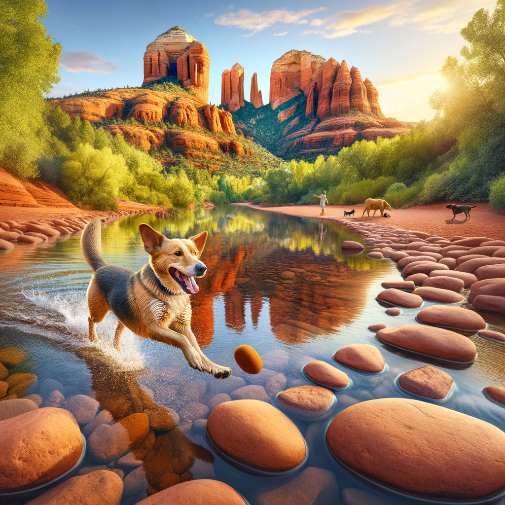 Skimming Stones with Your Dog at Red Rock Crossing